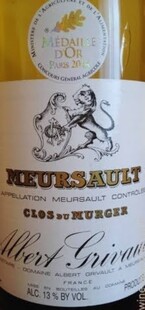 【フランス・ブルゴーニュ】2023 ムルソー クロ・デュ・ミュルジェ / アルベール・グリヴォー 750ml