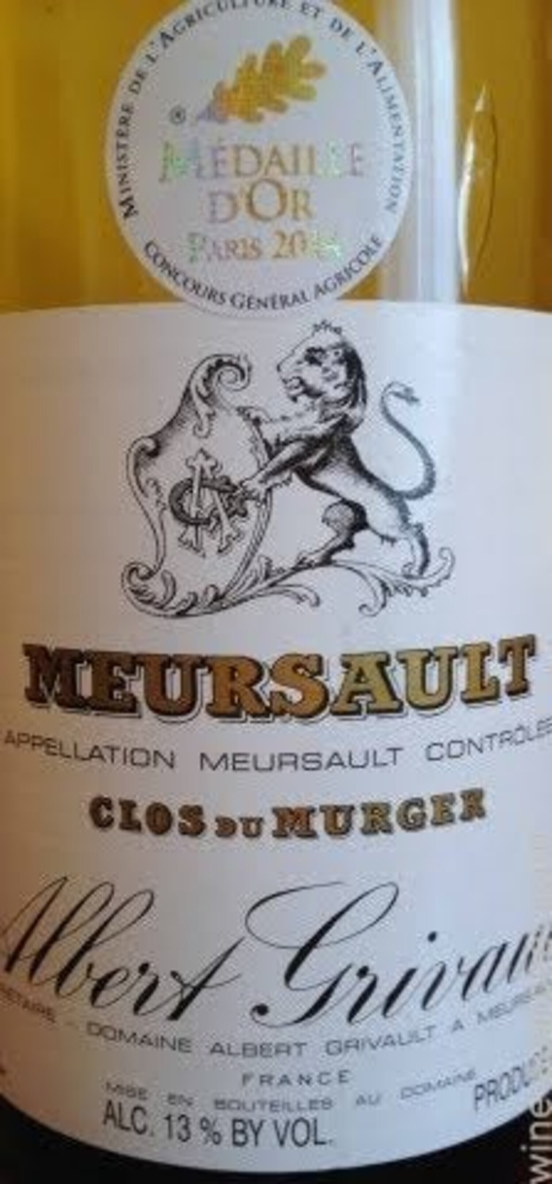 【フランス・ブルゴーニュ】2023 ムルソー クロ・デュ・ミュルジェ / アルベール・グリヴォー 750ml