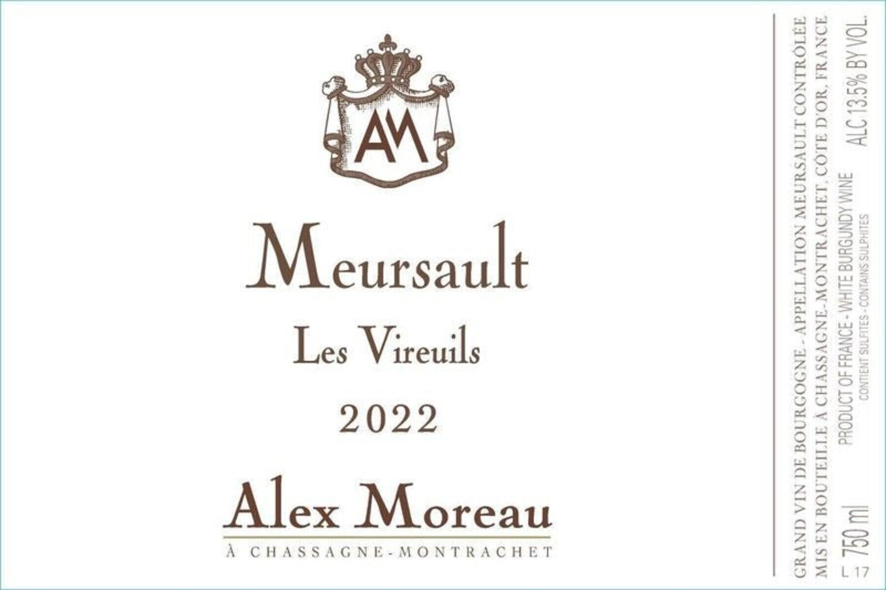【フランス・ブルゴーニュ】2022 ムルソー ヴィルイユ / アレックス・モロー 750ml